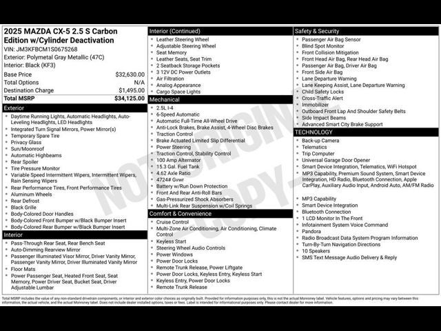 2025 Mazda Mazda CX-5 2.5 S Carbon Edition