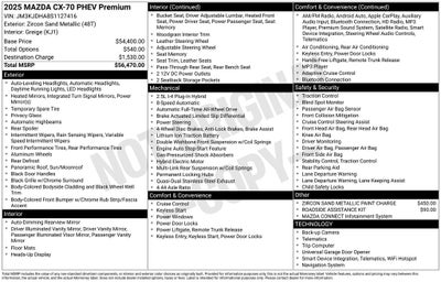 2025 Mazda Mazda CX-70 PHEV Premium Package