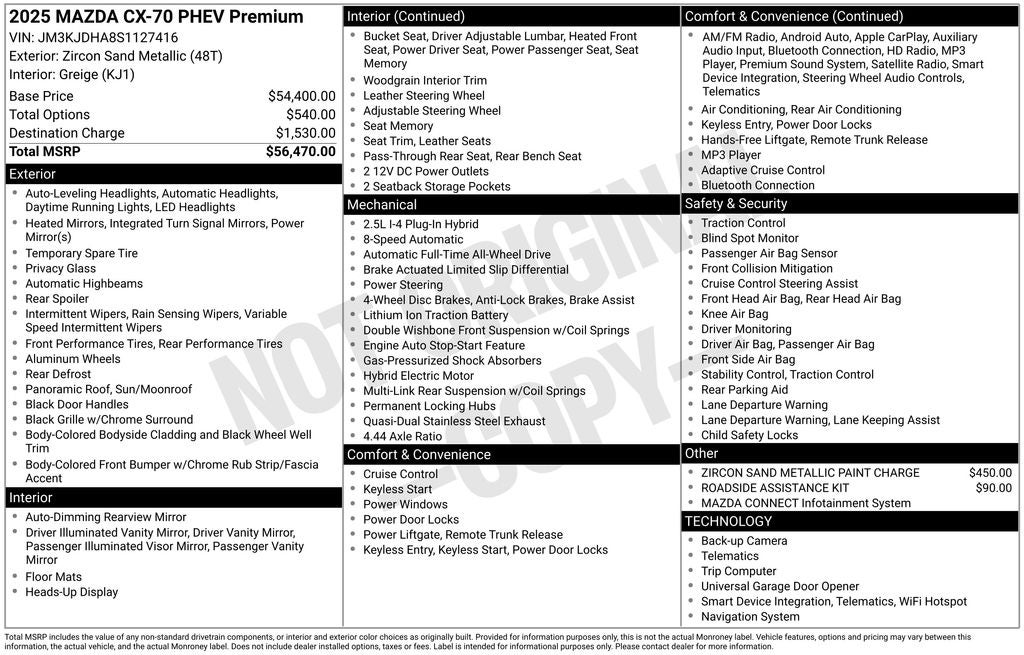2025 Mazda Mazda CX-70 PHEV Premium Package