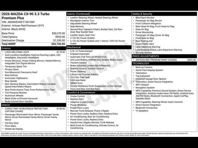 2026 Mazda Mazda CX-90 3.3 Turbo Premium Plus